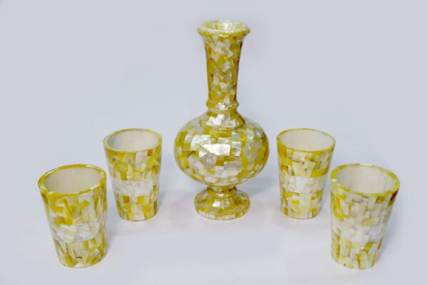 Golden Marble Surahi Pot
