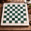 Luxury Green Malachite & White Marble Chess Board.